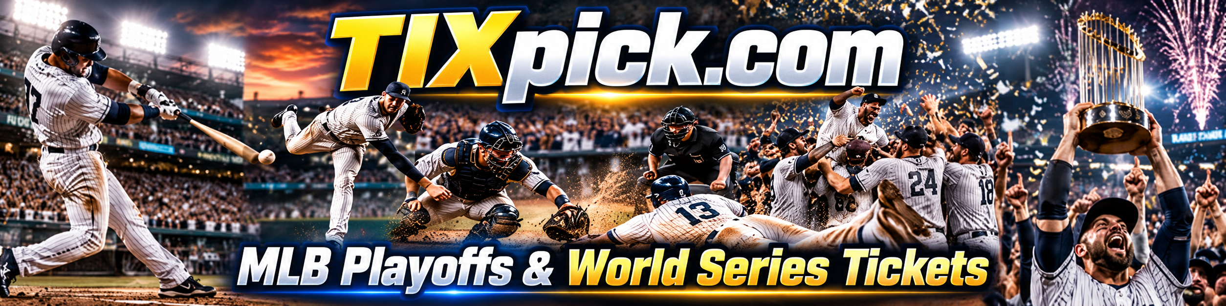 MLB Playoffs and World Series tickets featuring postseason baseball action and championship celebrations at TIXpick.com